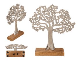 Stříbrně kolorovaný strom života, na dřevěném podstavci