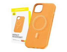 Magnetické pouzdro pro iPhone 15 Pro Baseus Fauxther Series (oranžové)