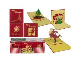 Vánoční pozdravné karty s vyklápěcí postavou, 15x15cm, 3 různé designy.