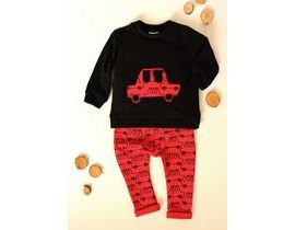 K-Baby Sada triko/mikinka + tepláčky Auto - černá/červená, vel. 74