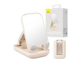 Skládací stojan na telefon Baseus se zrcadlem (béžový)