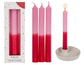 Hůlková svíčka s barevným přechodem, růžová/červená,