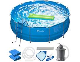 tectake 403825 bazén marina 450 x 122 cm s příslušenstvím - modrá modrá ocel/PVC/PP/PE