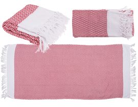 Červenobílý ručník Premium Fouta (do sauny a na pláž)
