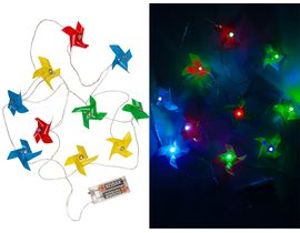 Světelný řetěz, Větrník, s LED, měnící barvy, délka: cca 1,6 m, pro X mignon baterie (AA), v dárkové krabici