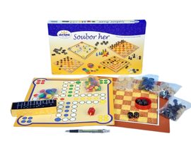 Soubor her 7 společenská hra dřevo v krabici 37x22x4cm