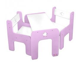 Sada nábytku Star - Stůl + 2 x židle - růžová s bílou