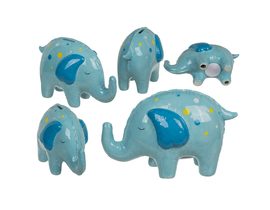 Pokladnička, slon, modrá, vyrobená z keramiky