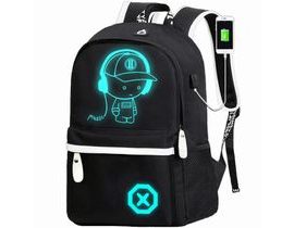 Svítící batoh BOY s USB a micro jack výstupem - zářící ve tmě