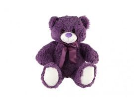 Medvěd s mašlí plyš 50cm fialový v sáčku 0+