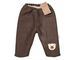 Oteplené pletené kalhoty Teddy Bear, Baby Nellys, dvouvrstvé, hnědé