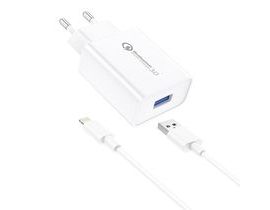 Foneng EU13 síťová nabíječka + kabel USB-Lightning, 3A (bílá)