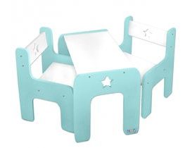 Sada nábytku Star - Stůl + 2 x židle - mátová s bílou