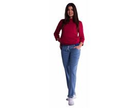 Be MaaMaa Těhotenské kalhoty letní bez břišního pásu - světlý jeans