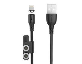 Foneng X62 Magnetický kabel 3v1 z USB na USB-C / Lightning / Micro USB, 2,4 A, 1 m (černý)