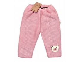 Oteplené pletené kalhoty Teddy Bear, Baby Nellys, dvouvrstvé, růžové