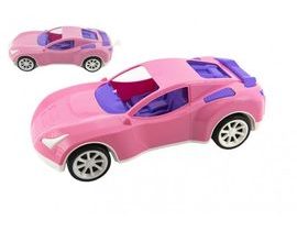 Auto sportovní pro holky růžové plast na volný chod v síťce 16x36x12cm
