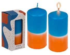 Sloupová svíčka s barevným přechodem, oranžová/modrá