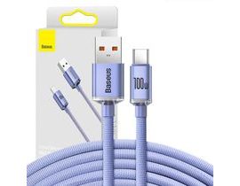 Baseus Crystal Shine kabel USB na USB-C, 100 W, 2 m (fialový)