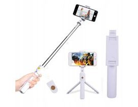 Selfie tyč 3v1 s funkcí stativu a ovladačem - bílá