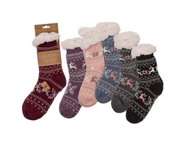 Pohodlné dámské ponožky, Sob &amp;amp; Sněhová vločka, univerzální velikost, 140 g, 100% Polyakryl, 6 různých barev. Doplněno o hlavičkovou kartu.