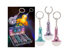 Kovová klíčenka, Diskotéková koule, s LED (vč. baterií) cca 5 cm, 3 různé barvy.