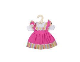 Bigjigs Toys Růžové šaty s pruhovaným lemováním pro panenku 28 cm