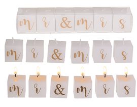 Čtvercové svíčky s písmeny: Mr. & Mrs
