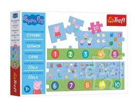 Puzzle vzdělávací Čísla Prasátko Peppa/Peppa Pig 20 dílků 117x19,5cm v krabici 33x23x6cm