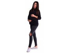 Be MaaMaa Těhotenské a kojící teplákové triko - černé