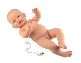 Llorens 45001 NEW BORN CHLAPEČEK - realistická panenka miminko bílé rasy s celovinylovým tělem - 45 cm