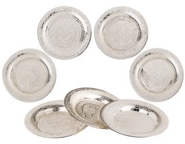 Kovový talíř na šperky stříbrné barvy, cca 10 cm,
