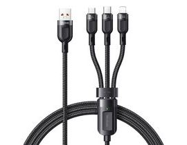 Kabel 3v1 USB na USB-C / Lightning / Micro USB, Mcdodo CA-0930, 6A, 1,2 m (černý)