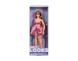 Barbie Looks brunetka v růžových mini šatech HRM16