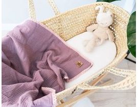 Baby Nellys Luxusní dvouvrstvá mušelínová dětská deka, 75 x 100 cm, lila, fialová