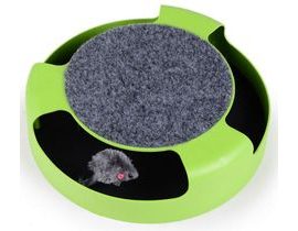 Hračka pro kočky - myš v kruhu se škrábacím kobercem