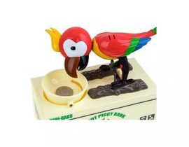 Pokladnička na mince papoušek - červená