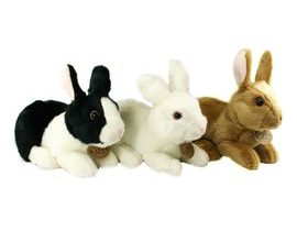 Plyšový králík bílo-černý ležící 23 cm ECO-FRIENDLY