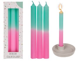 Hůlková svíčka s barevným přechodem, růžová/mint