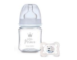 Antikoliková lahvička 120ml + dudlík set Canpol Babies, Mini Boy - Little Prince