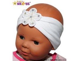 Čelenka Baby Nellys ® s květinkou - bílá, 80/92