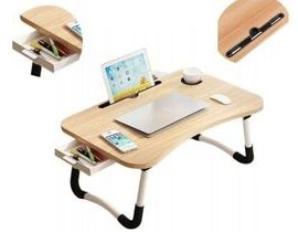Skládací stolek pod notebook - 60 x 40 cm - hnědý