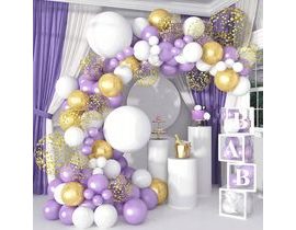Velká sada balónků na girlandu fialovo-zlatá 120 ks