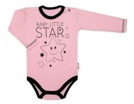 Baby Nellys Body dlouhý rukáv, růžové, Baby Little Star