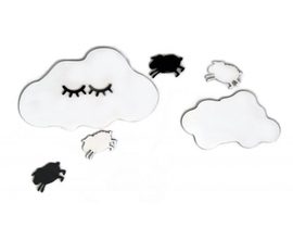 Dekorace na zeď - Spící mráček s ovečkama, bílý/černý, Adam Toys
