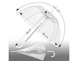 Automatický skládací deštník transparentní 84 cm - průměr 85 cm