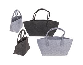 Filcová nákupní taška, 54 x 20 x 23 cm, 100% polyester, 2 barevné varianty (2/3 tmavě šedá, 1/3 světle šedá)