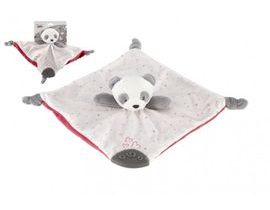 Panda medvěd spinkáček kousátko chrastítko plyš 25x25cm na kartě v sáčku 0+
