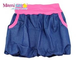 Mamitati Balónová sukně NELLY - jeans denim granát/ růžové lemy,vel. XL/XXL