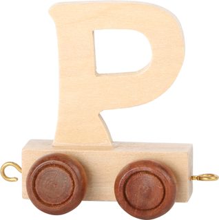 Dřevěný vláček vláčkodráhy abeceda písmeno P